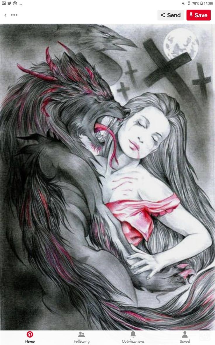 Chica en los brazos del hombre lobo