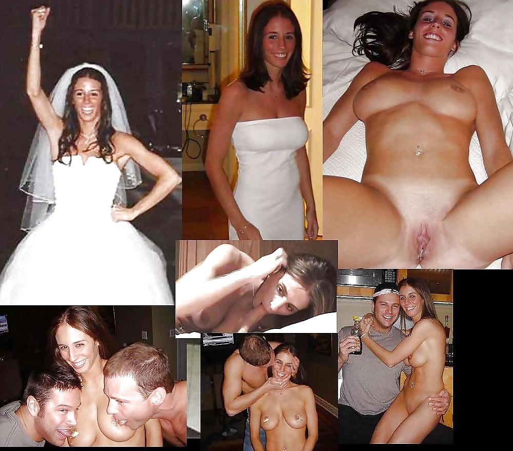 Novias vestidas y collage a rayas