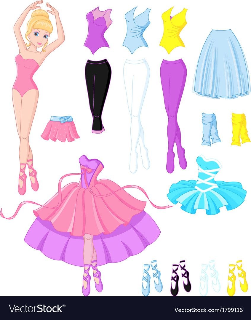 Muñeca de papel de bailarina con ropa