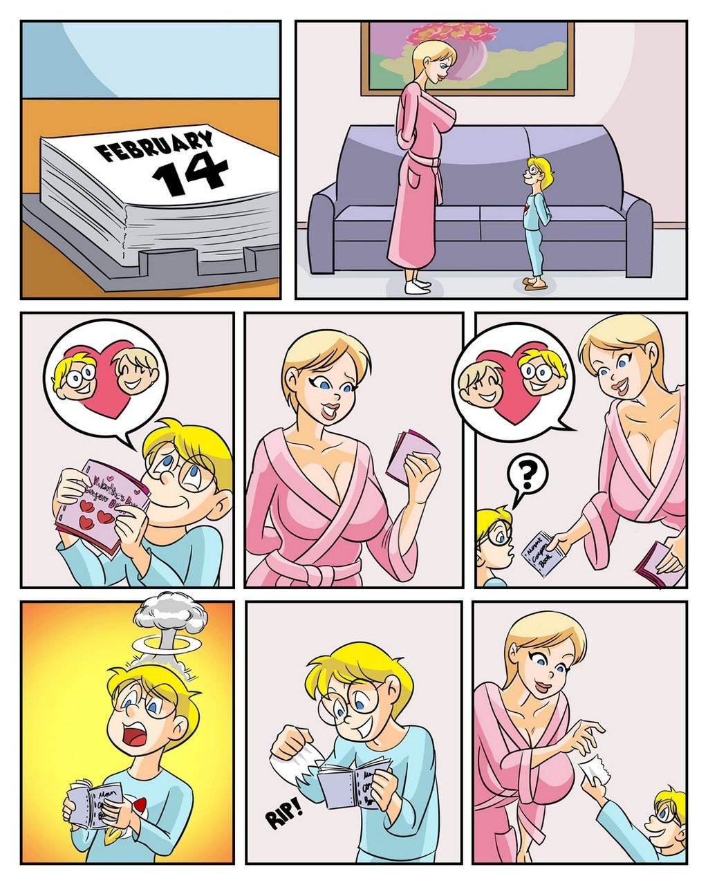 Niña de dibujos animados con un hijo