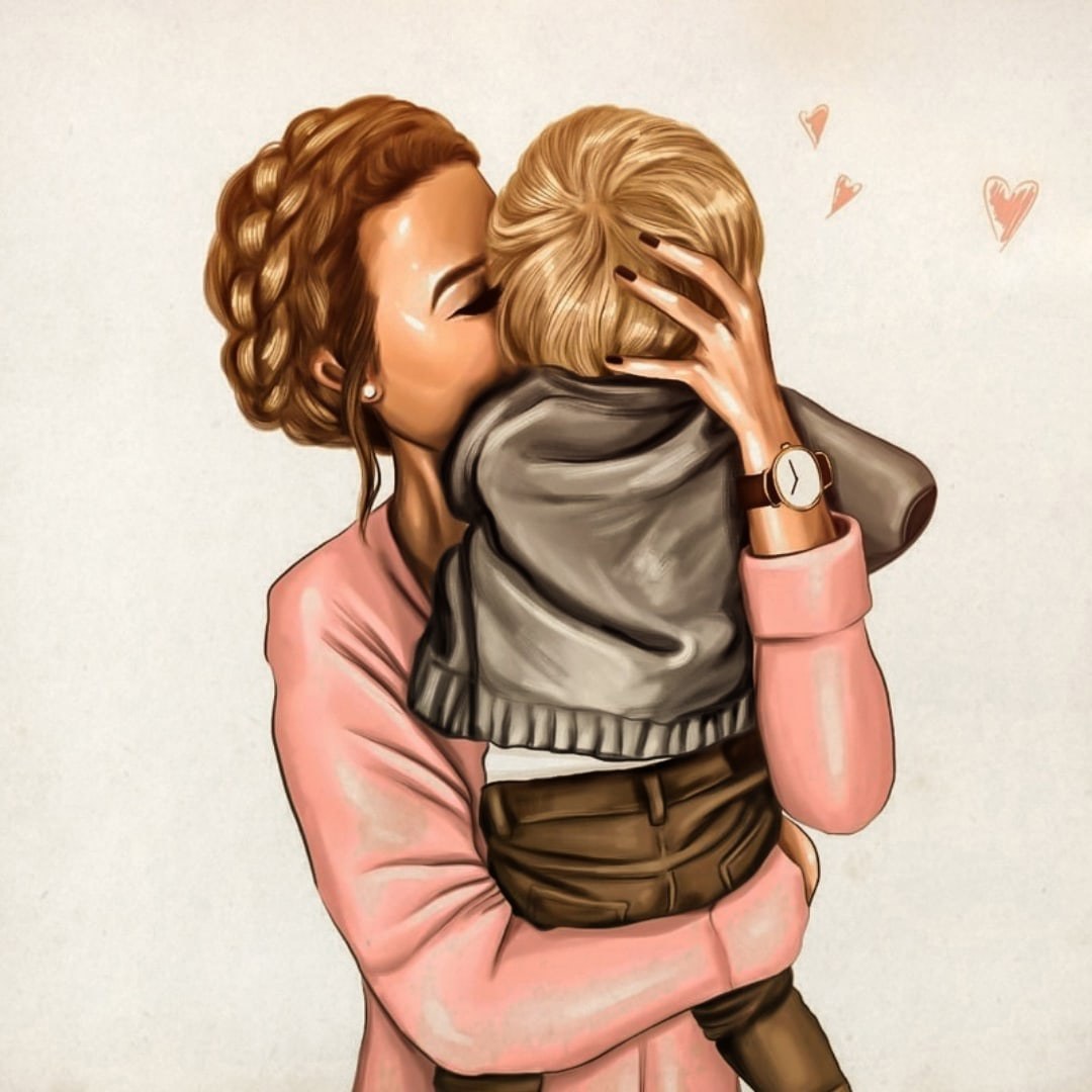 Niña con un niño arte