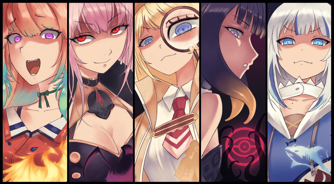 Mori Calliope Takanashi Kiara Ninomae Ina'nis Gawr Gura Watson Amelia
