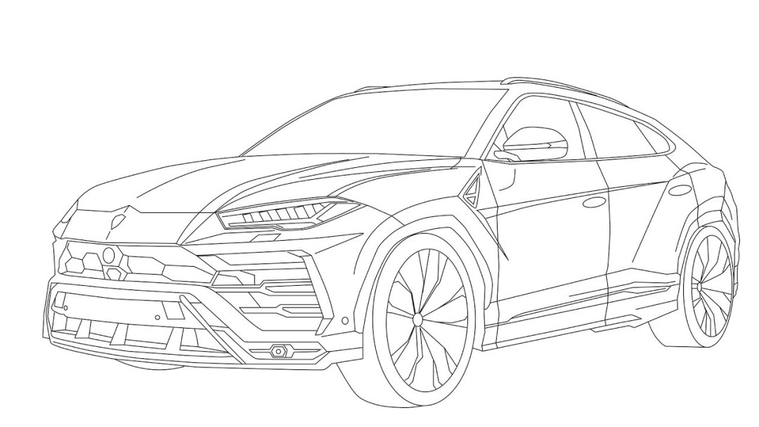 Sketch Lamborgini Urus en la parte posterior