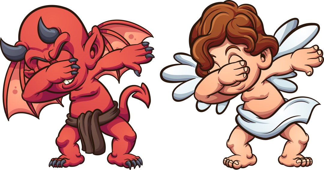 Dibujos animados de ángel y demonio