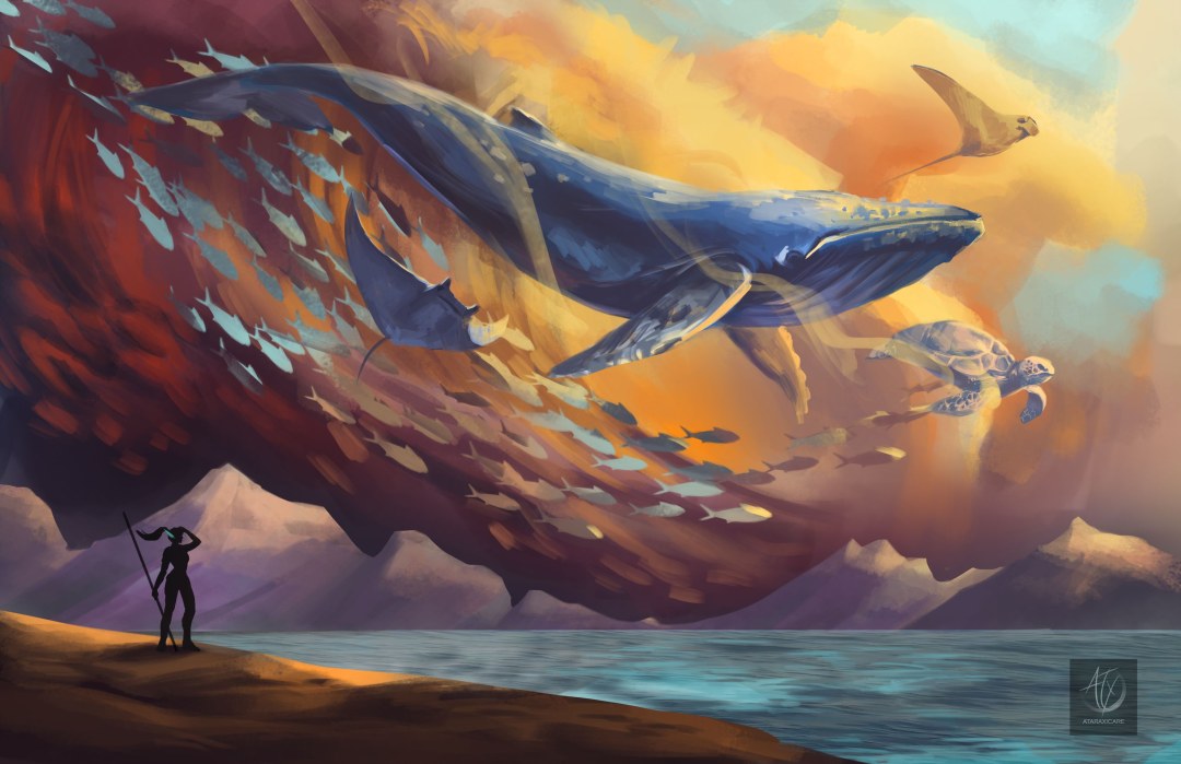 Artem chebokha pintando ballenas