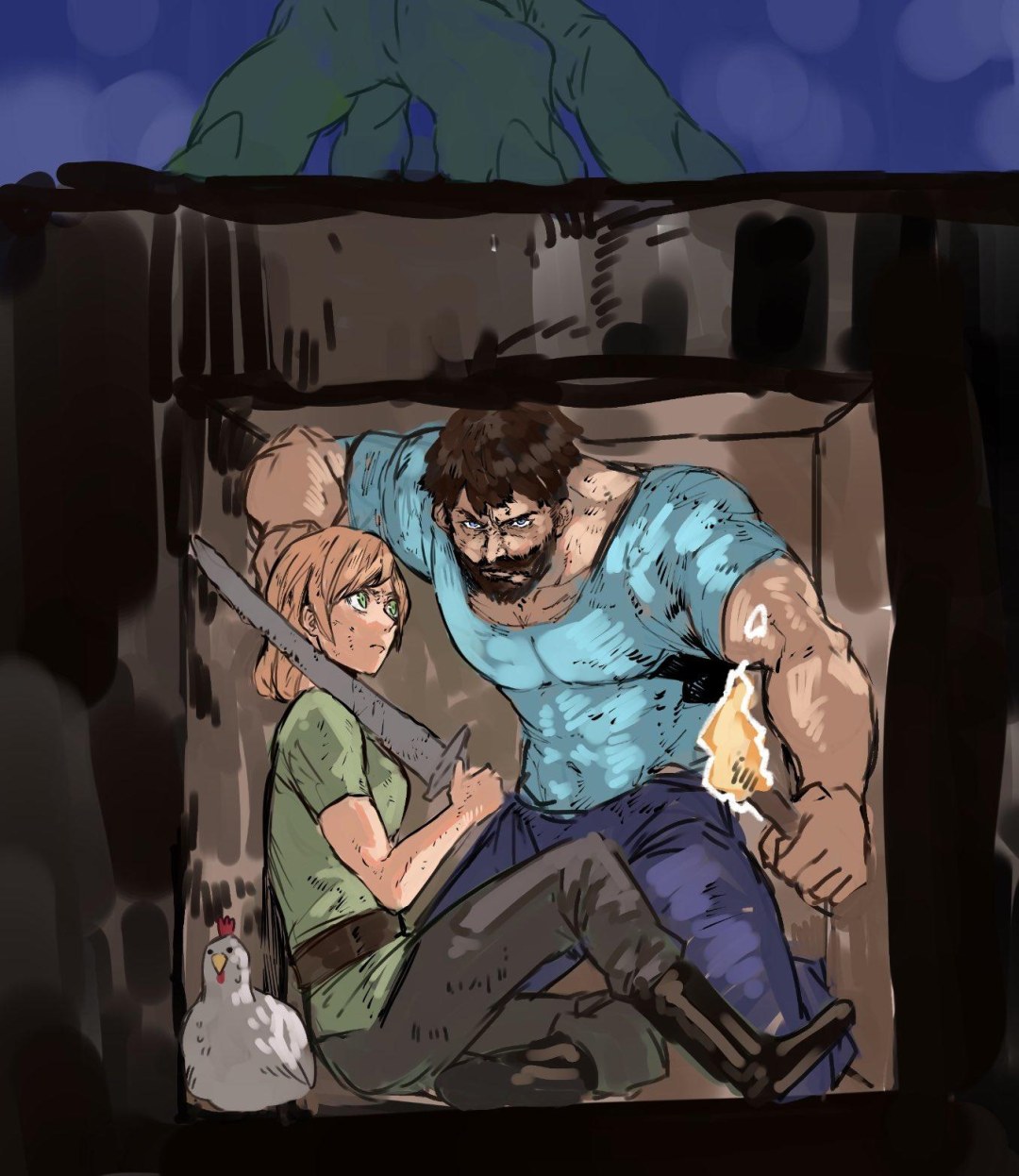 Minecraft Steve y Alex Art