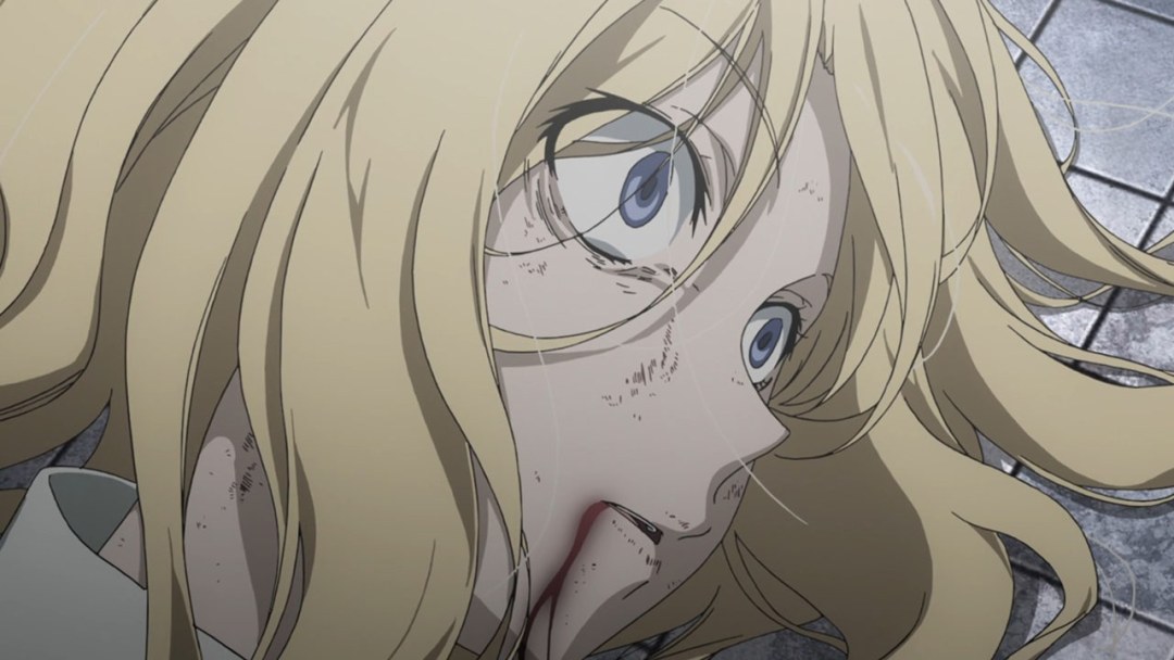La cara de un chico de anime golpeado