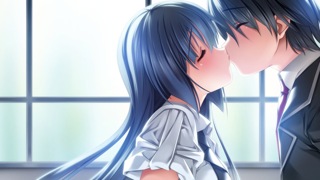 Beso de anime en la oscuridad
