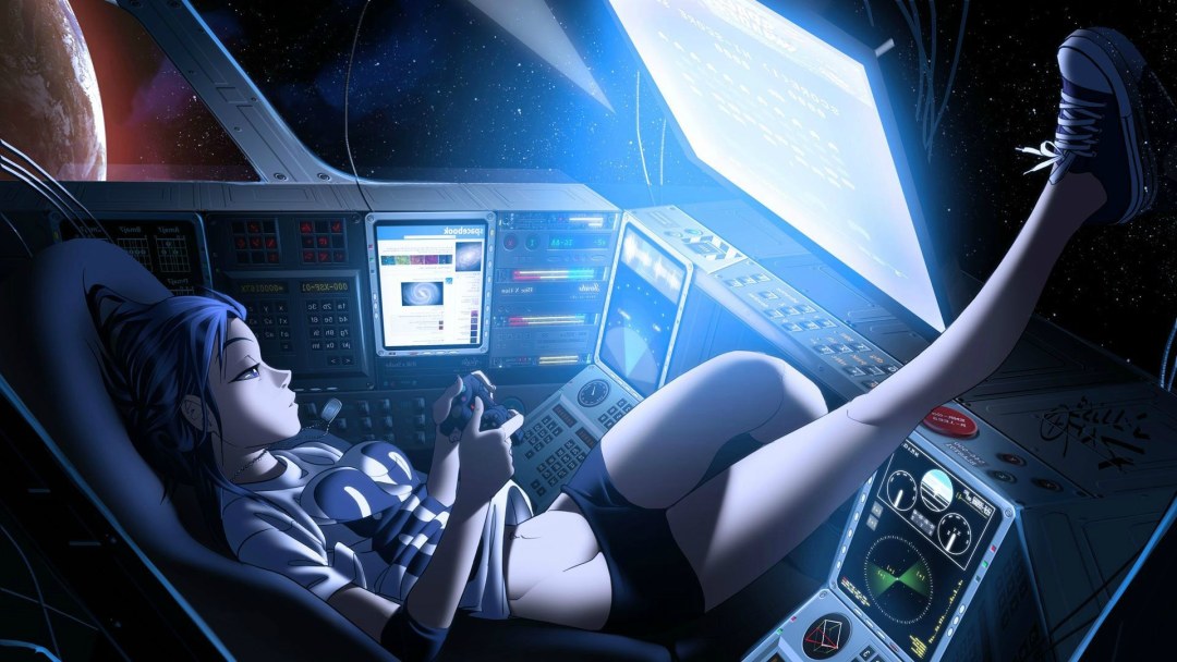 Anime Girl en una nave espacial