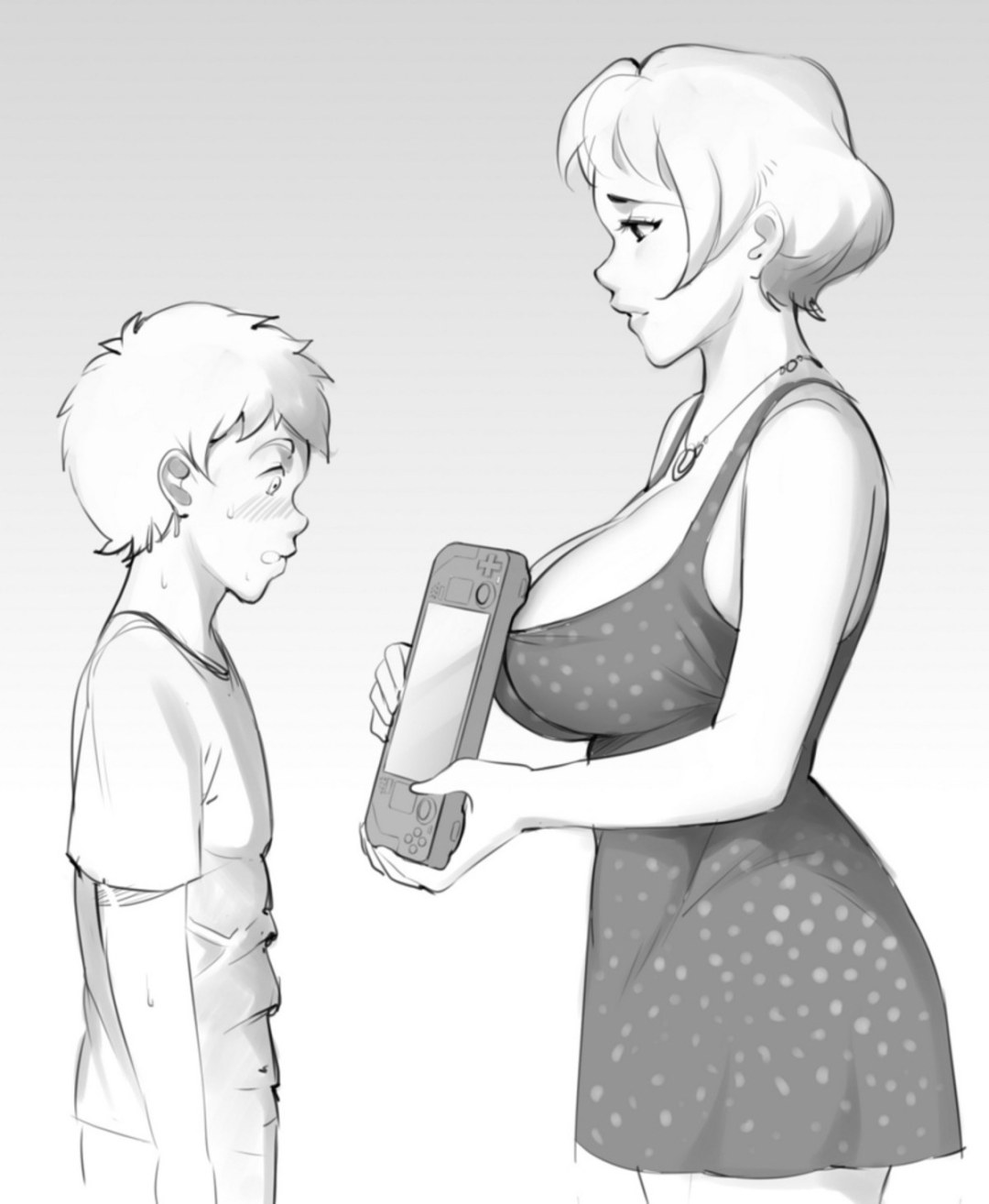 Niña de dibujos animados con un hijo