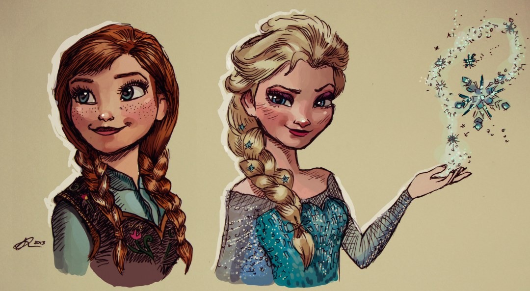 Caricatura de Anna y Elsa