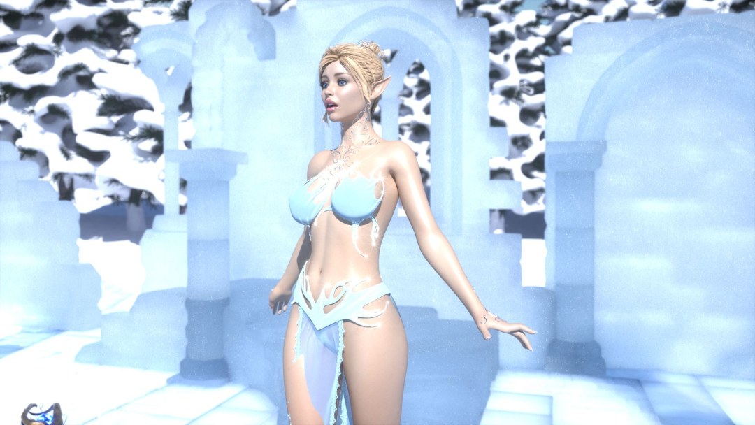 Reina de hielo desnudo 3d