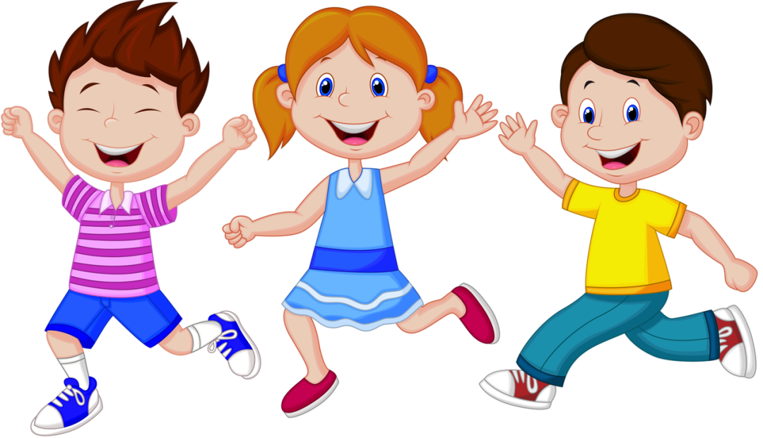 Los niños corren dibujos animados