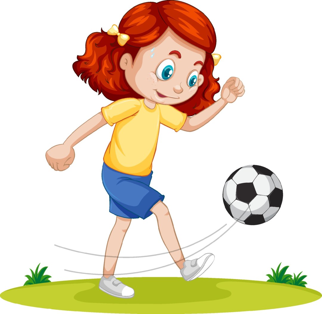 La chica juega al fútbol