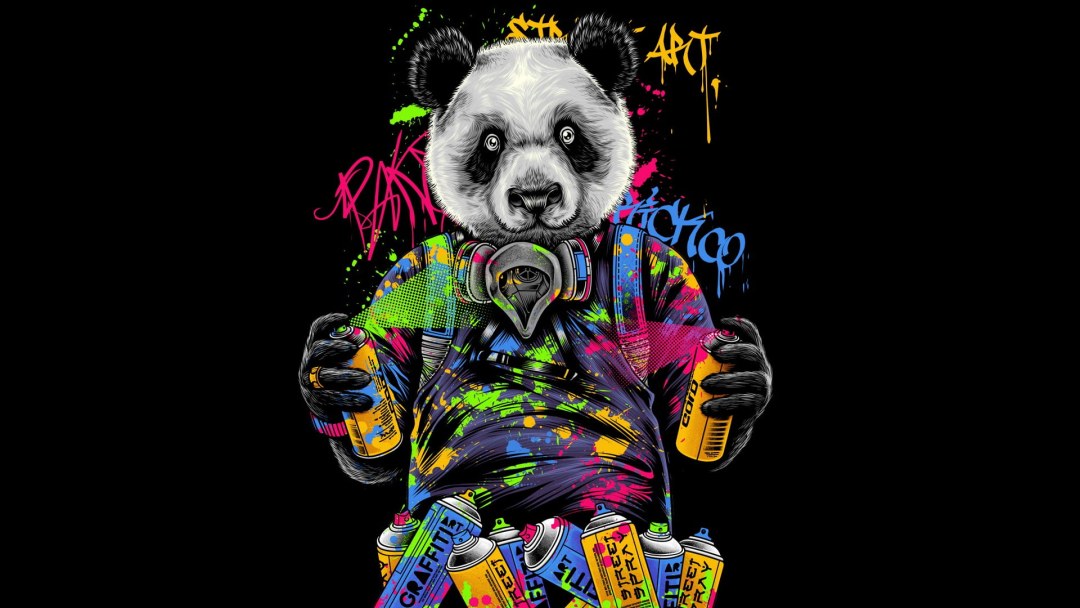 Panda sobre un fondo oscuro