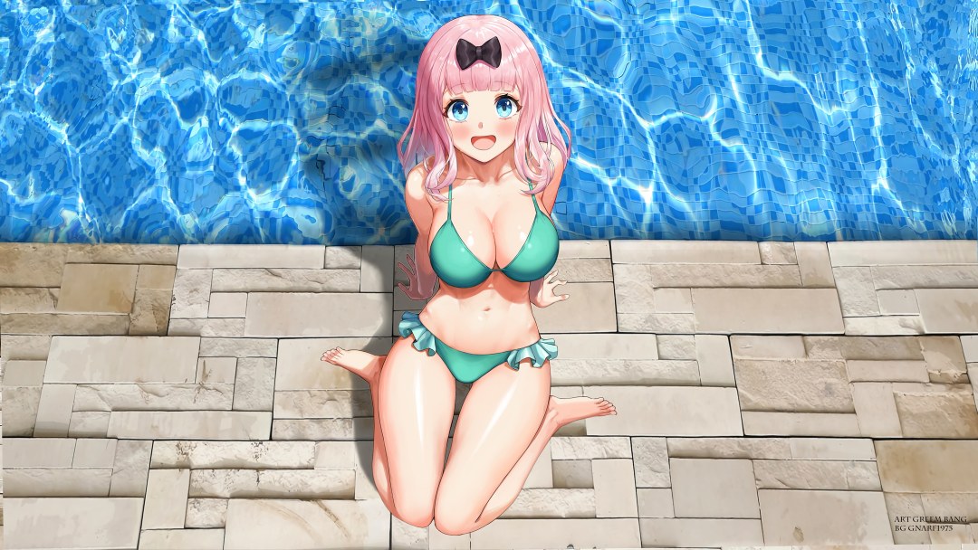 Chica de Fujiwara en bikini
