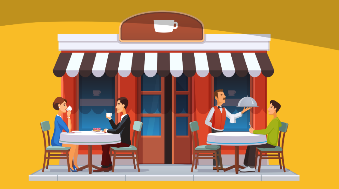 Página de pantalla al estilo de una cafetería callejera