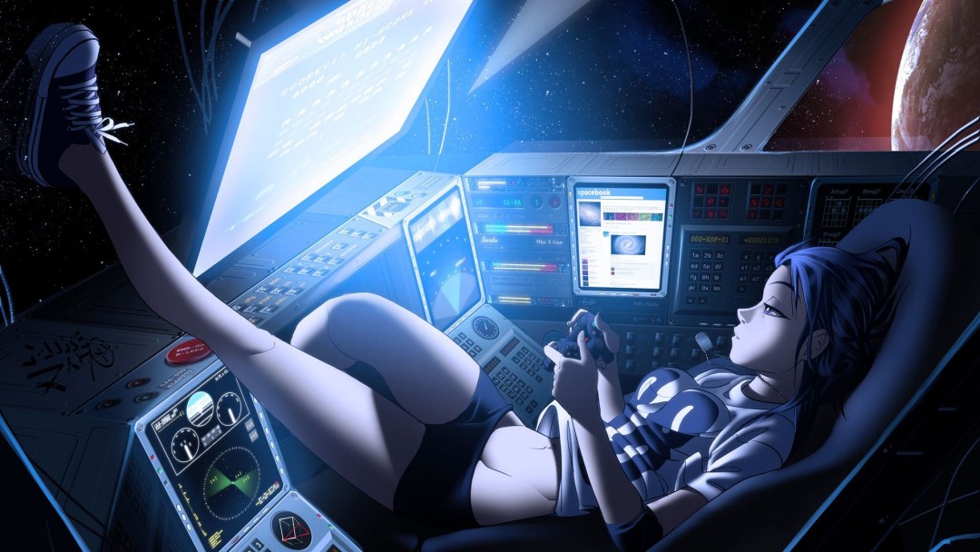 Chica en una nave espacial