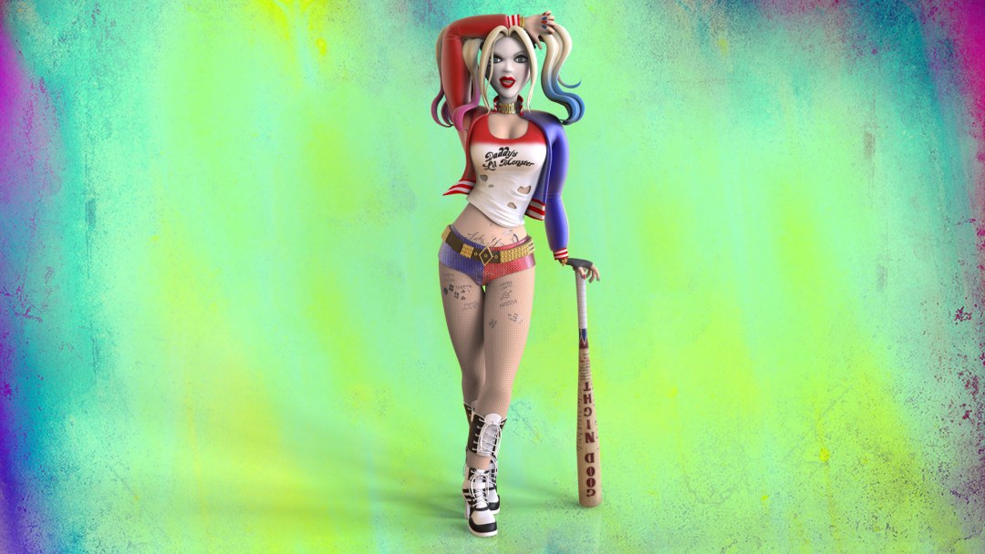 Harley Quinn 3d en verde
