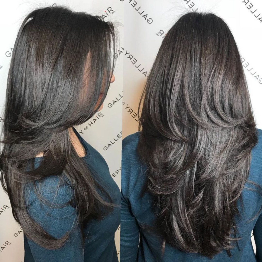 Corte de pelo para cabello largo. Dando volumen