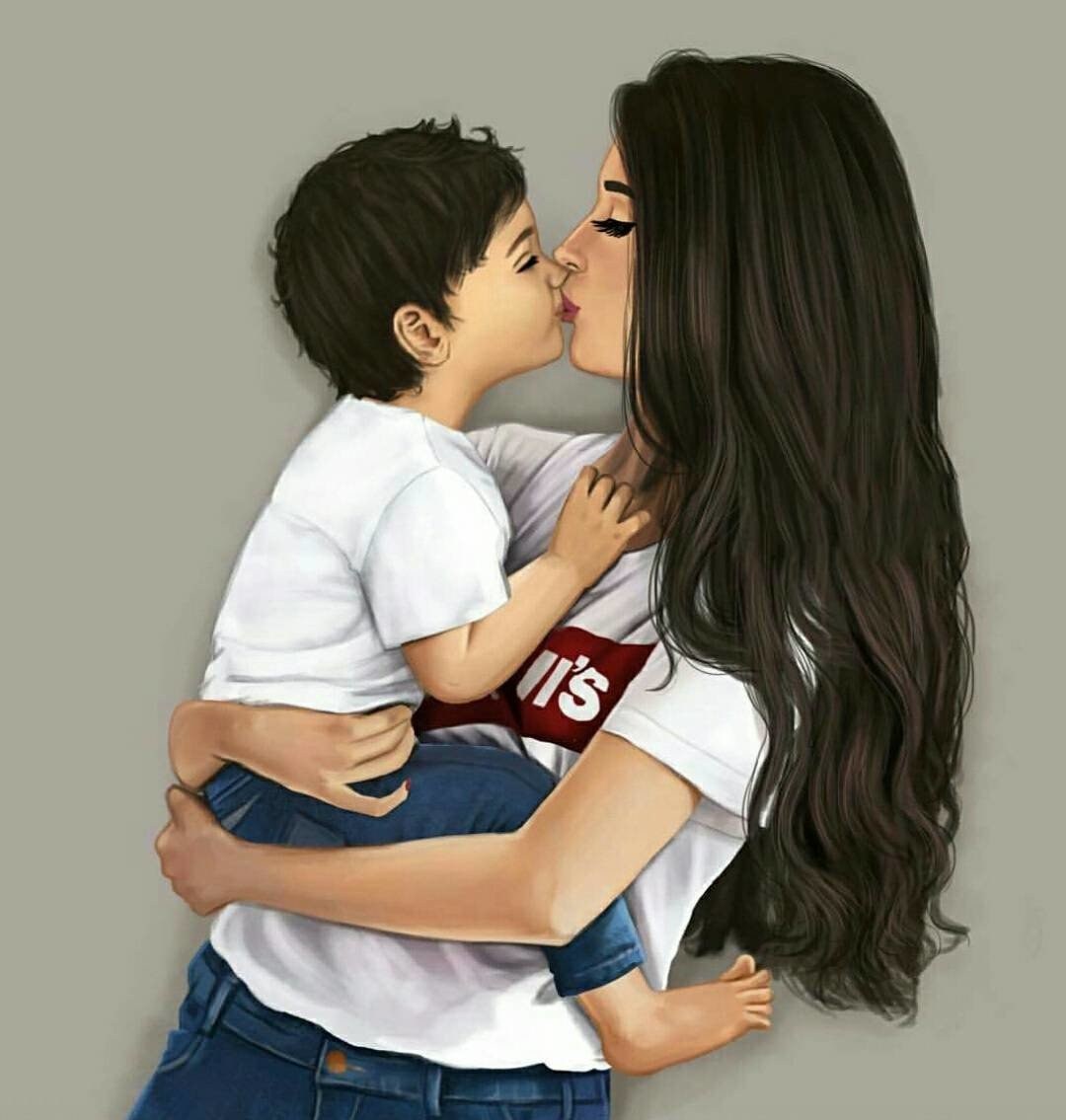 Hermosa imagen de mamá e hijo