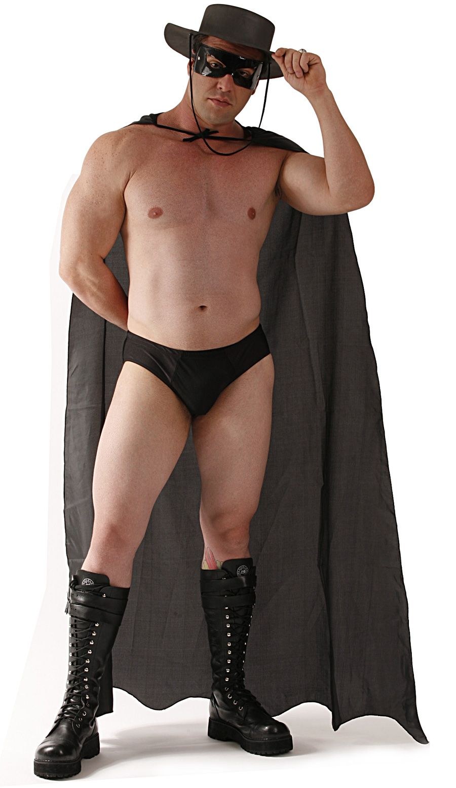 Hombre desnudo con disfraz de zorro