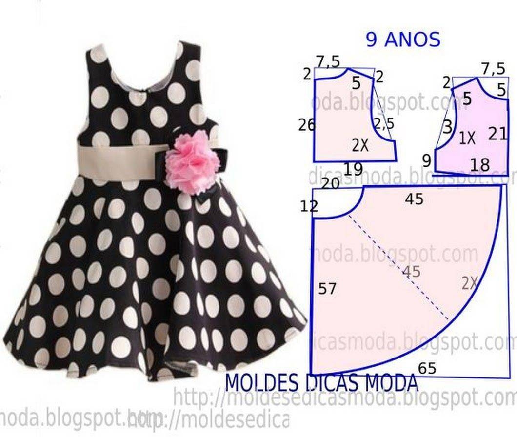 Base de patrón de un vestido para una niña 2.5th