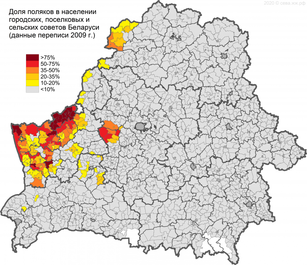 Asentamiento de postes en Bielorrusia en el mapa