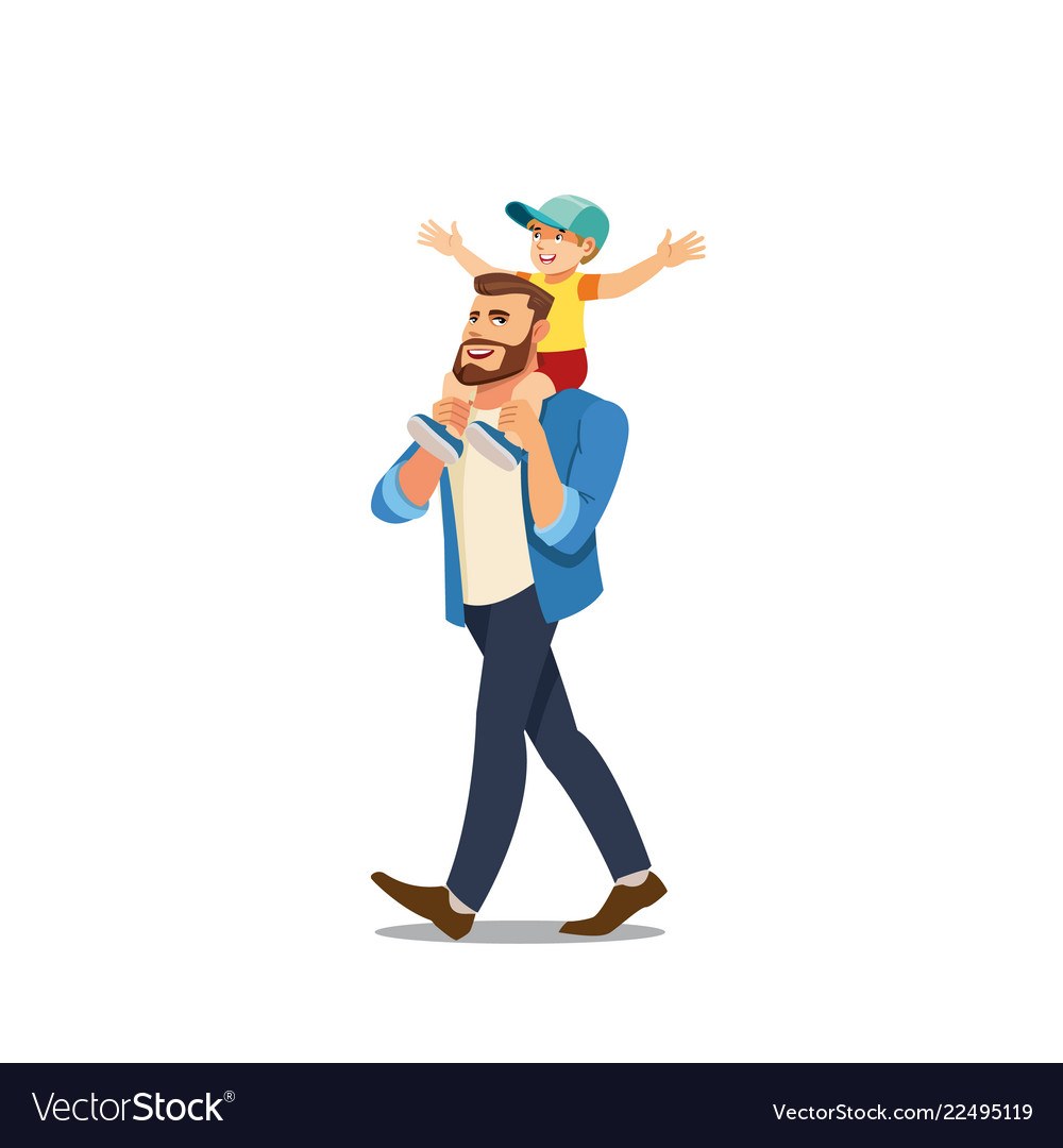 Niño sobre los hombros del papá a plena altura