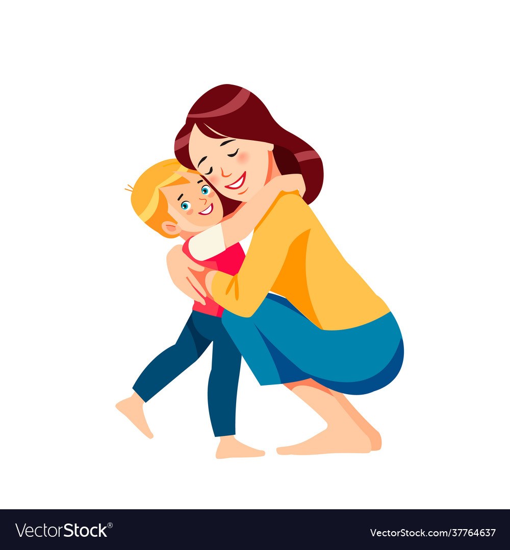 Abrazando a Vector Mom y Baby