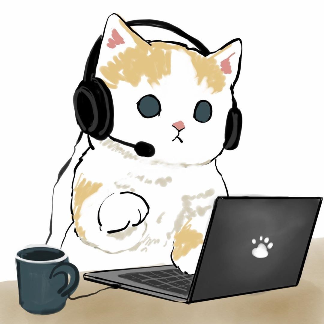 Cabeza -on -cat en la computadora