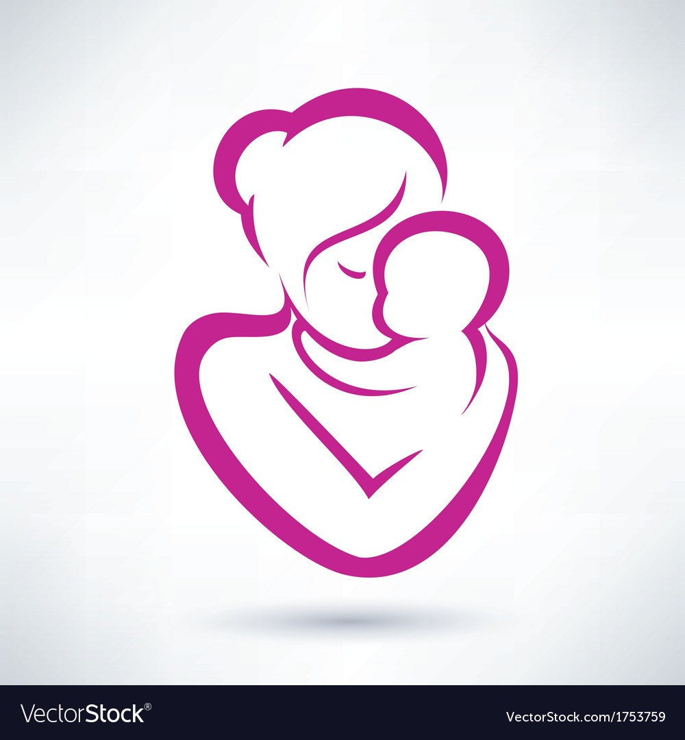 Silueta de la madre con un niño en sus brazos