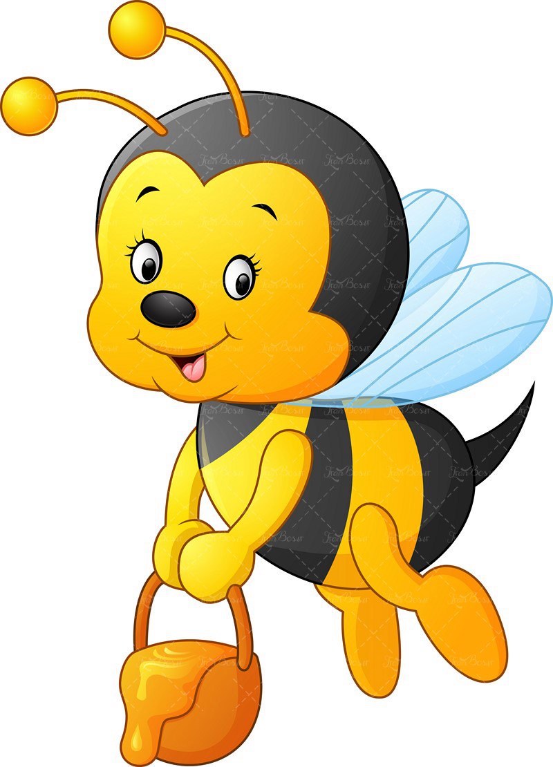 Una abeja con un balde