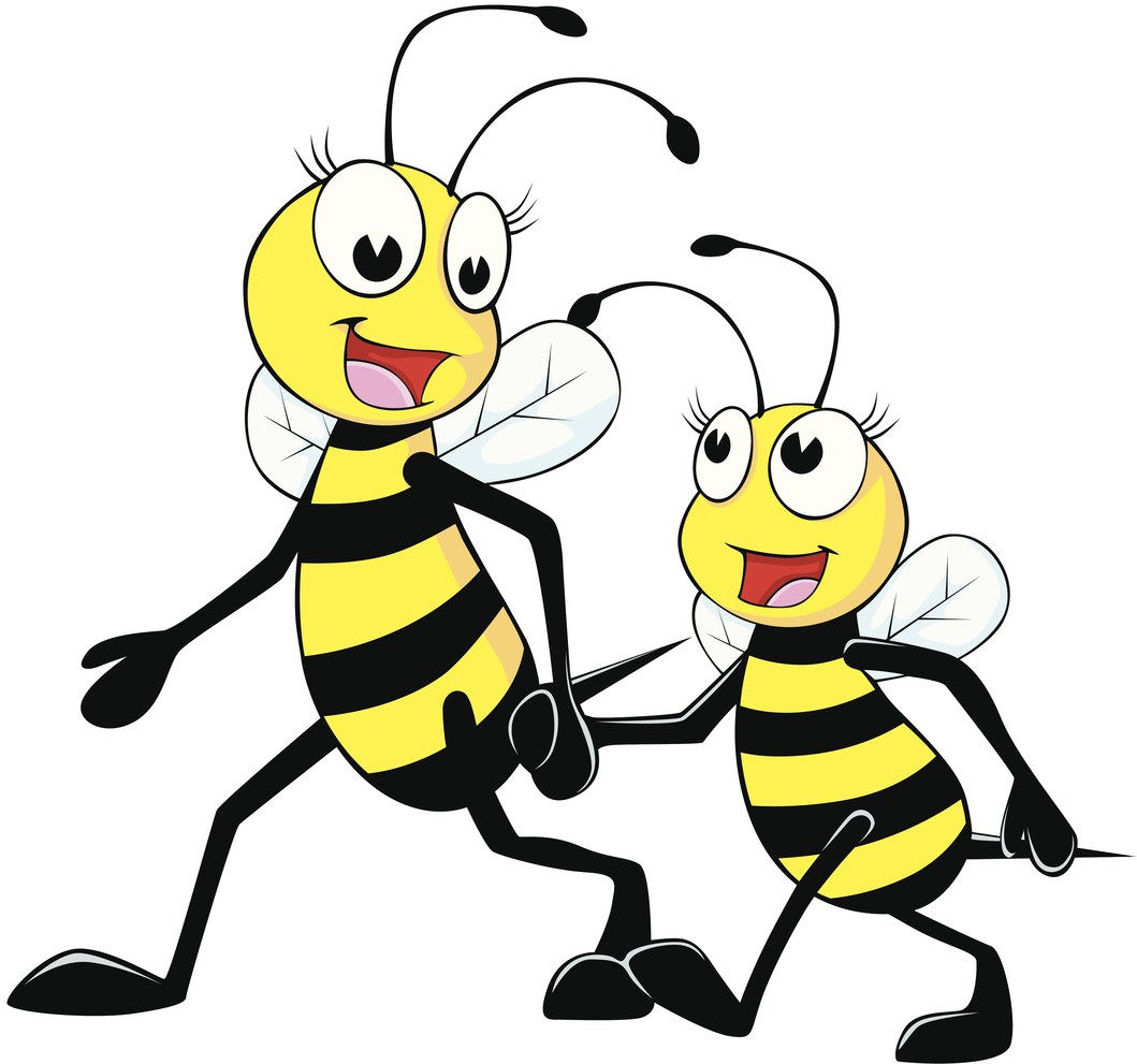 Abeja en un dibujo de flores