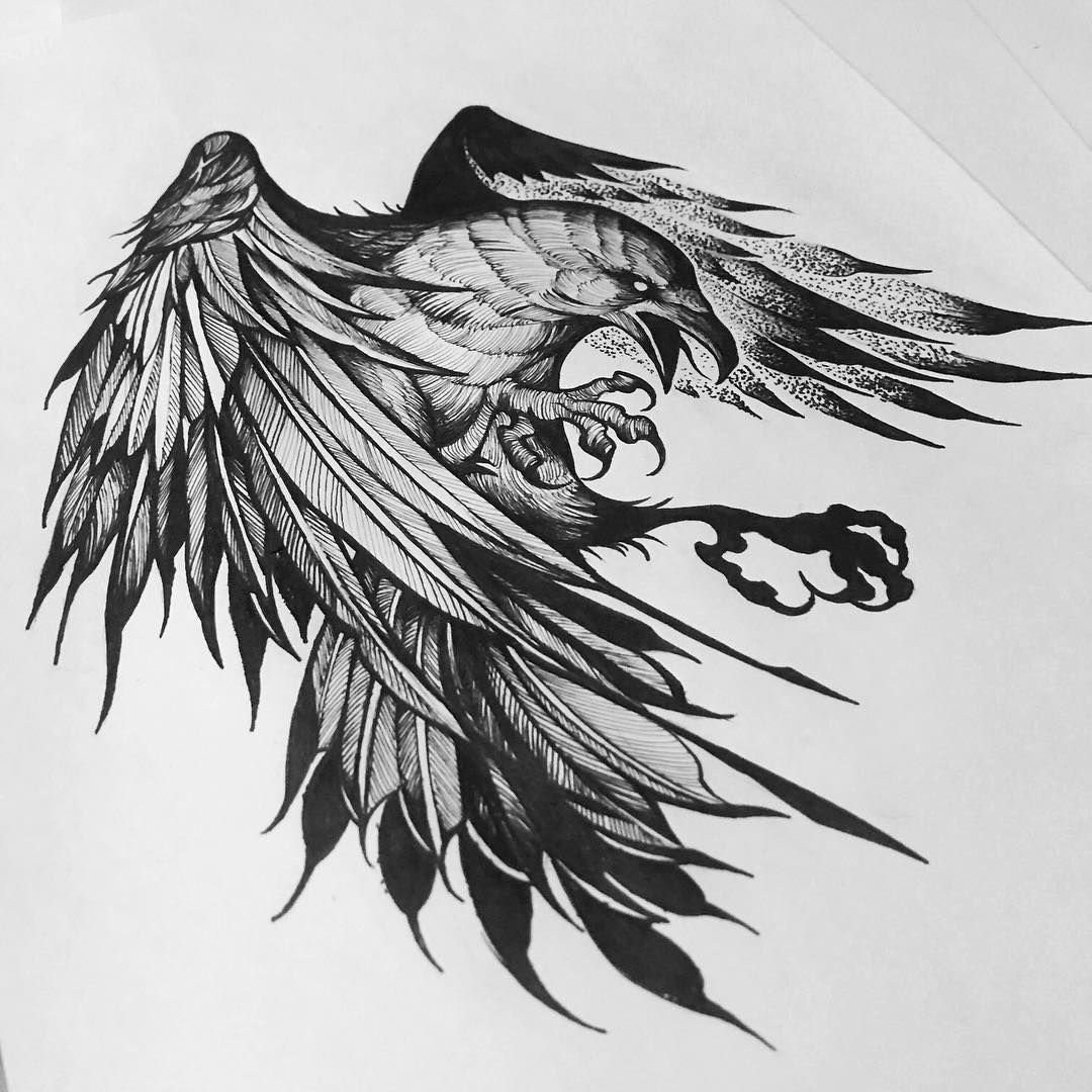 Bocetos tatuaje fenix blackvork