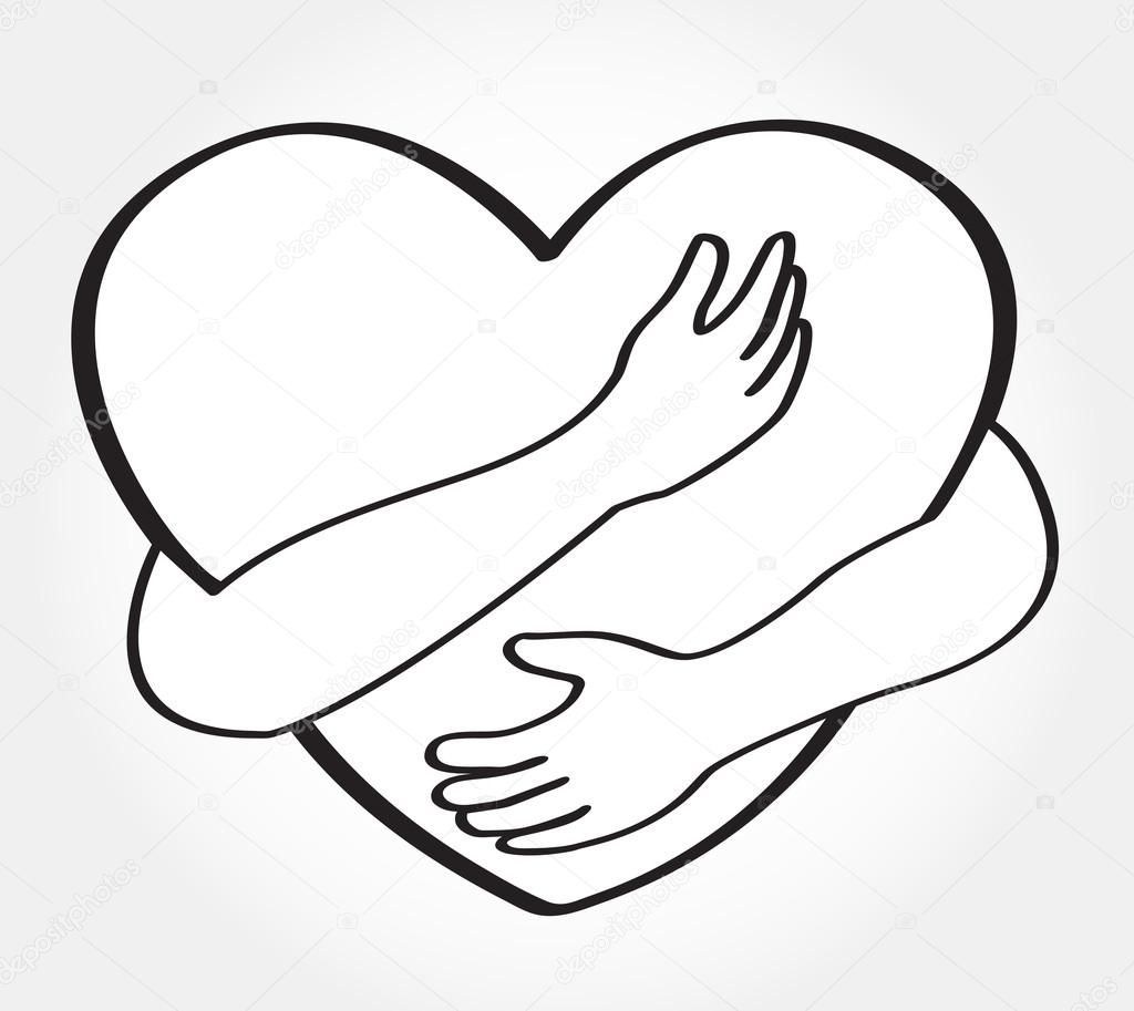 Las manos abrazan el corazón