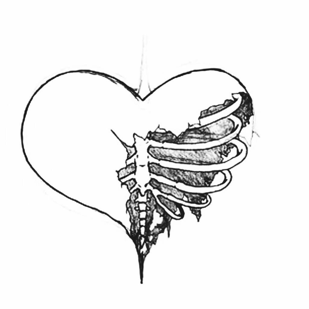 Corazón roto con un lápiz para dibujar