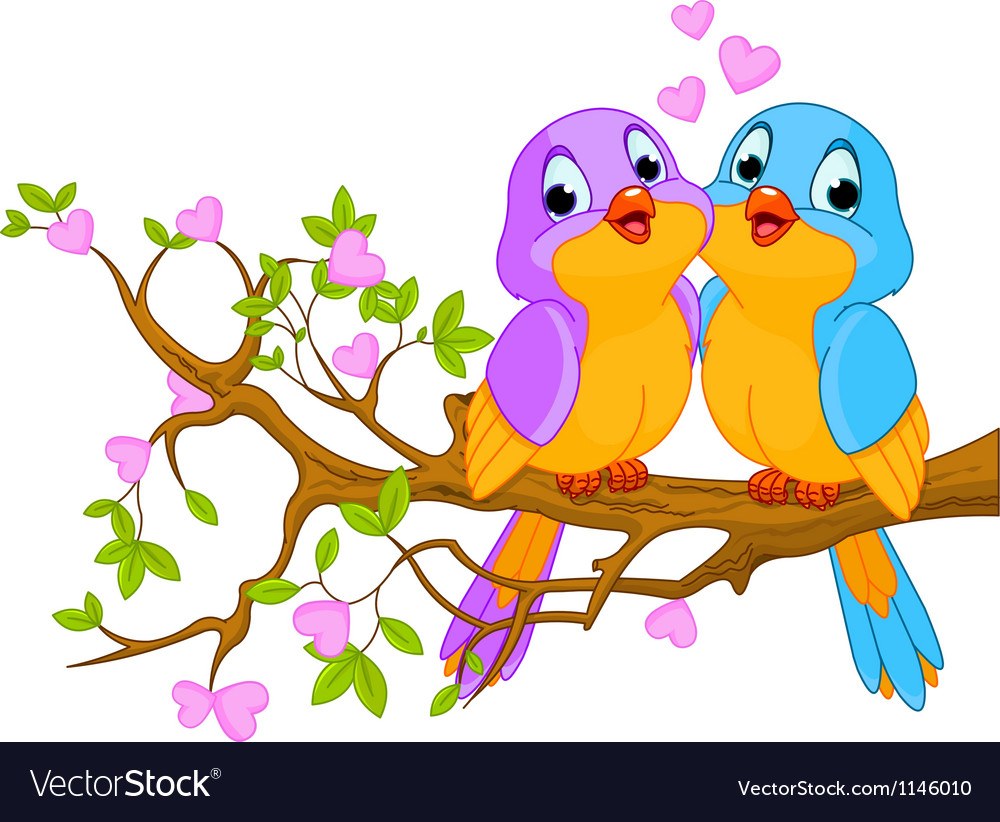 Dibujos animados en los pájaros del amor
