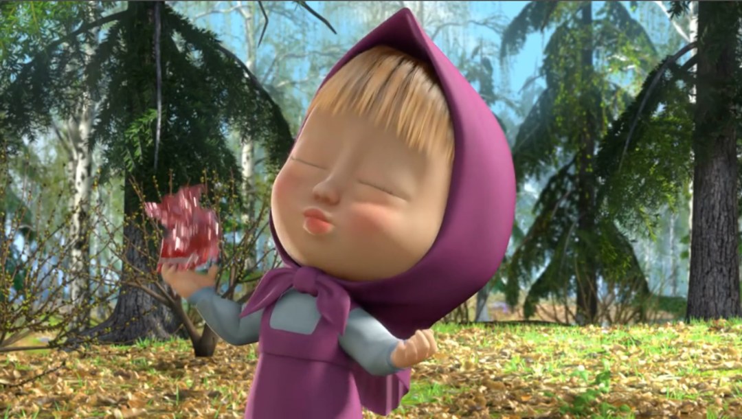 Masha y Bear Masha beso