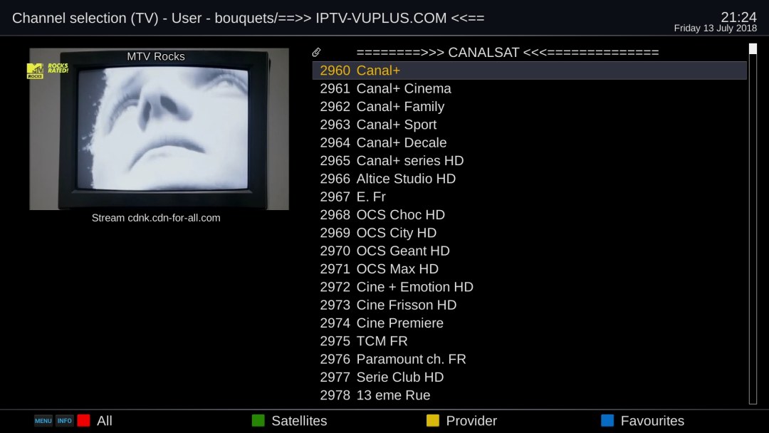 Listas de reproducción para adultos de IPTV