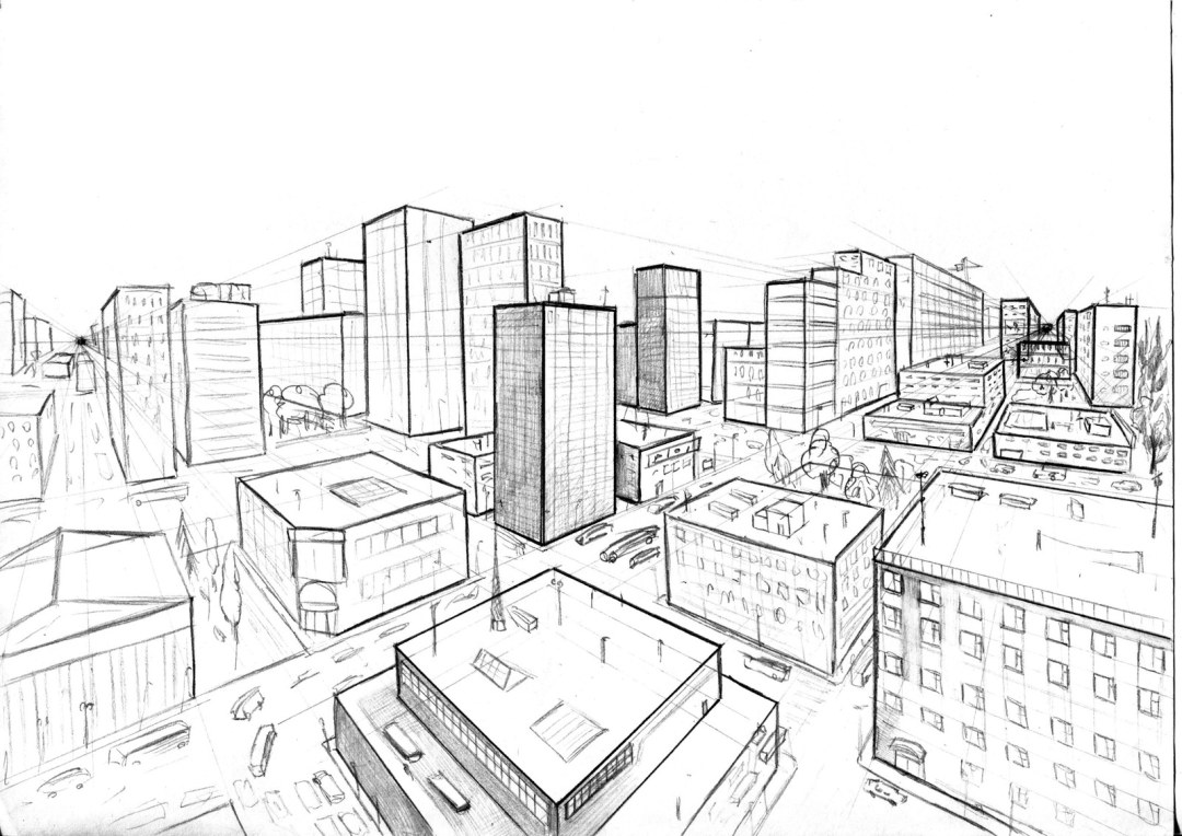 La perspectiva de la ciudad desde arriba