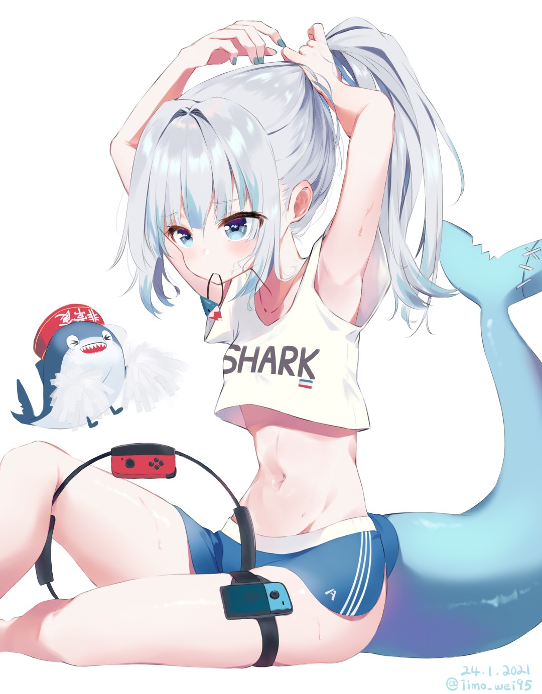 Chica con un traje de tiburón hentai