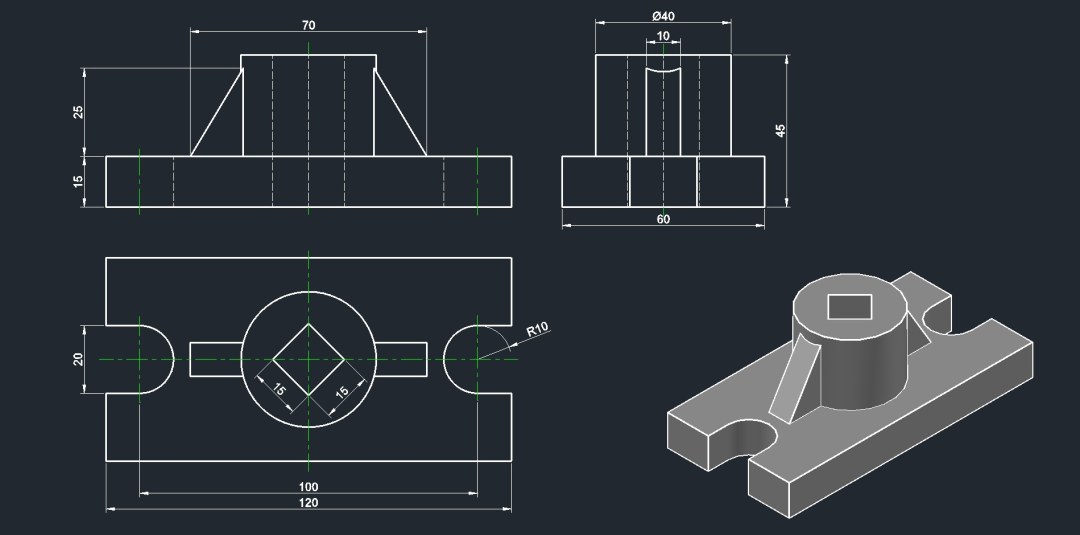 Dibujo 3D modelo de AutoCAD