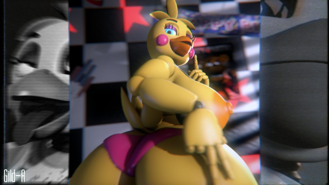 Fnaf chika salta sobre una gran polla de pesadilla Freddy