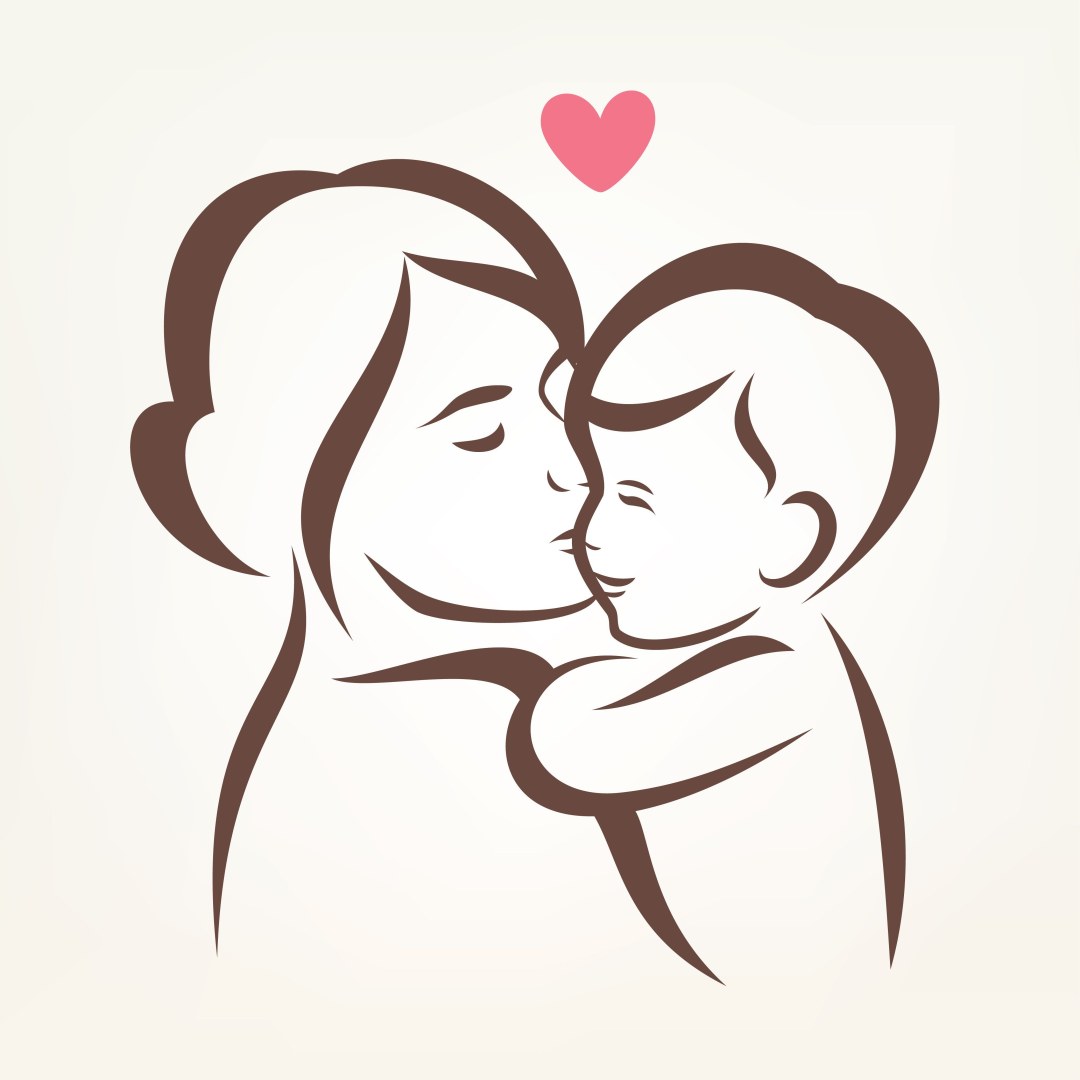 Mamá e hijo silueta
