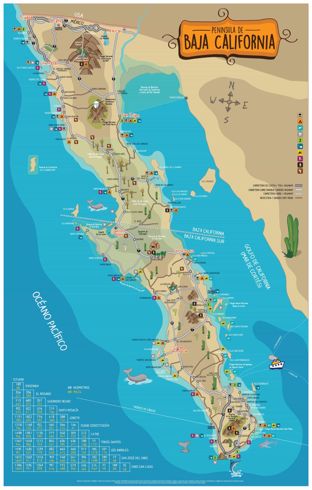 Baja California en el mapa
