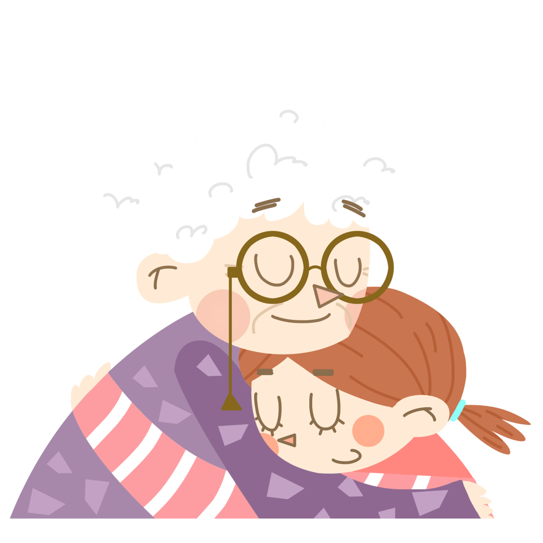 La abuela abraza a su nieta