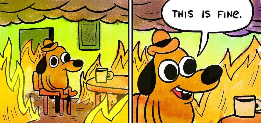 Perro amarillo en fuego