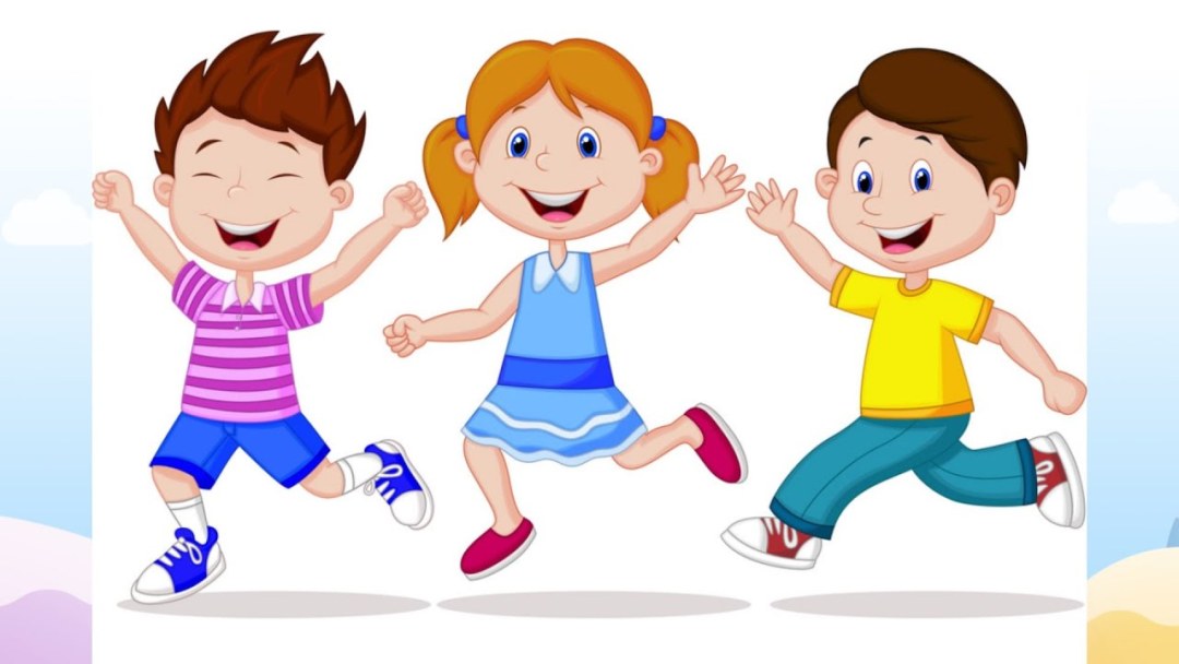Los niños corren dibujos animados