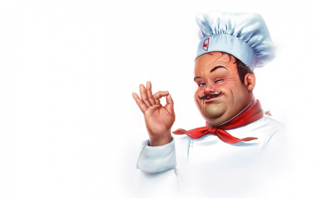 Chef cocinar sobre un fondo blanco